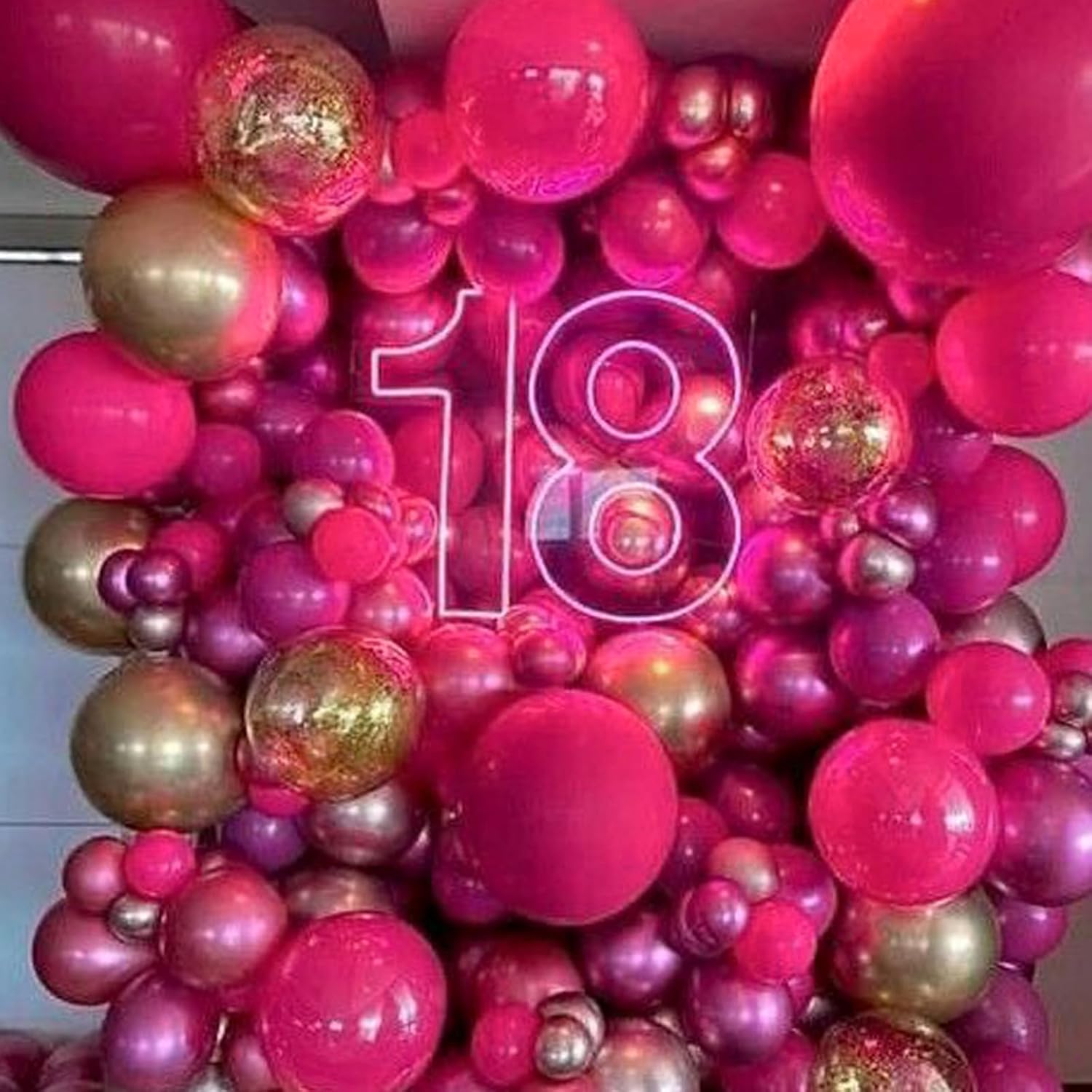 PartyWoo Pearl Hot Pink Balloons - 140-Piece Arch Kit with Various Sizes for Bridal & Birthday Celebrations