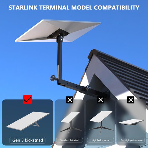 XXSSTUDIO Adjustable Starlink Gen 3 Mount, Starlink Pole Mount with Starlink Gen 3 Pipe Adapter, Heavy Duty Starlink Long Wall Mounting Kit