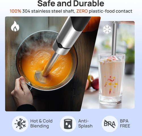 Consciot 10-in-1 Immersion Blender - 1100W Stainless Steel Shaft with Speed Control & Accessories