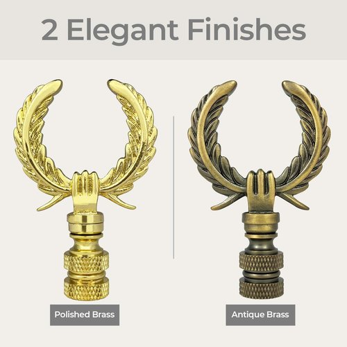 Royal Designs, Inc. Decorative Laurel Wreath Finial for Lamp Shade, Antique Brass - Pack of 2