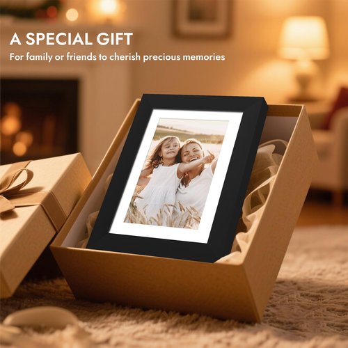 Hongkee 8x10 Picture Frame, Made of Real Glass and Wooden Frame, Horizontal and Vertical Display for Wall or Tabletop (Black, 1 Pack)