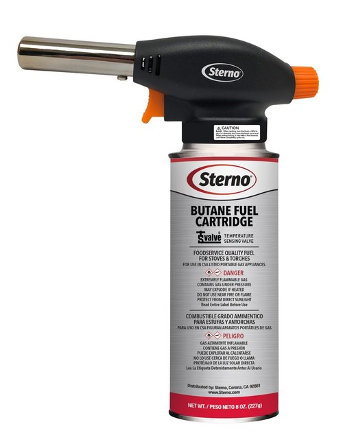 Sterno Butane Torch Lighter - Kitchen Blow Torch for Cooking With Automatic Safety Shut-Off Sensor - Compatible With Most Butane Fuel Canisters - 1 Handheld Torch
