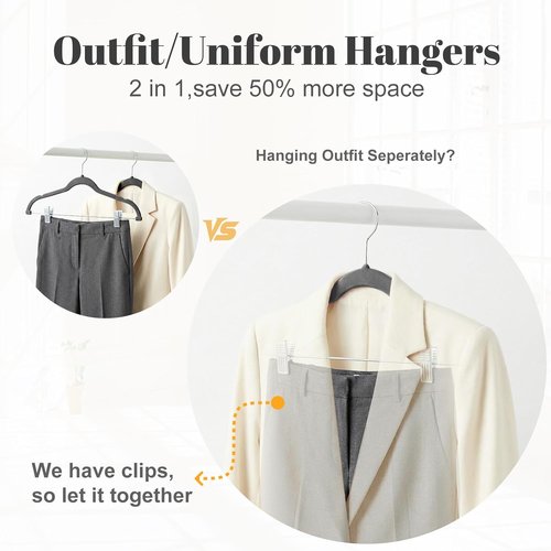 HOUSE DAY Velvet Skirt Hangers - 24 Pack Gray Non-Slip Adjustable Clip Hangers for Pants & Skirts