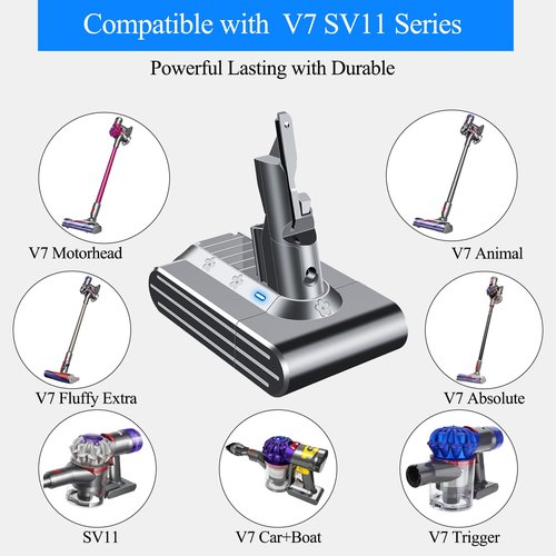 BOTKK Upgraded 21.6V 6.0Ah Replacement for Dyson V7 Battery SV11 Compatible with Dyson V7 Animal Motorhead Trigger HEPA Car+Boat Absolute Handheld Vacuum Cleaner