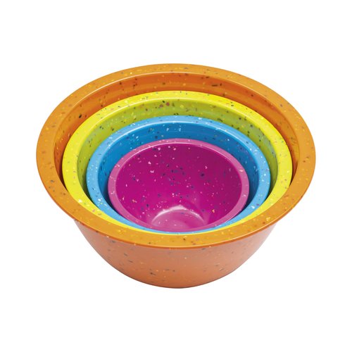 Confetti Nesting Mixing Bowls Set - 4-Piece Colorful Kitchen Bowls (18oz, 1.25QT, 2.5QT, 4QT) - BPA-Free, Dishwasher Safe, Space-Saving Design Vibrant Color