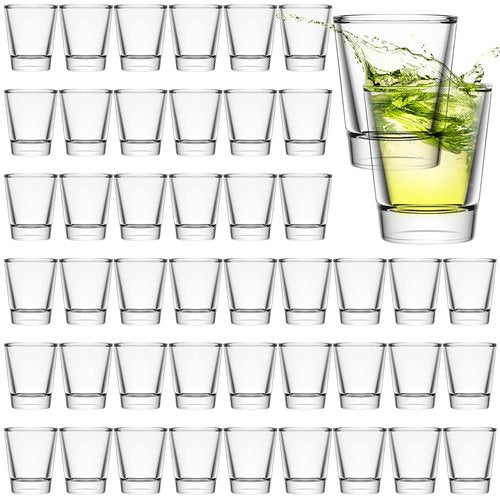 Geosar 100 Pieces Clear Short Shot Glasses Bulk 1.5 oz Mini Round Shot Glasses Heavy Base Small Glass Cups for Wedding Party, Water, Juice, Milk, Coffee, Drinking(Classic Style)