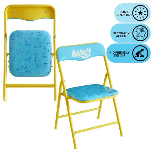 Bluey Kids Table and Chair Set, 3 Piece Folding Activity Set with Square Table & 2 Chairs,Furniture for Playroom, Crafting, Ages 3+