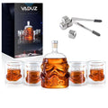 Whiskey Decanter Set Transparent Creative with 4 Glasses,Whiskey Flask Carafe Decanter with 4 Whiskey Stones and Tong,Whiskey Carafe,Glasses for Brandy,Scotch,Vodka,Gifts for Dad,Husband,Boyfriend