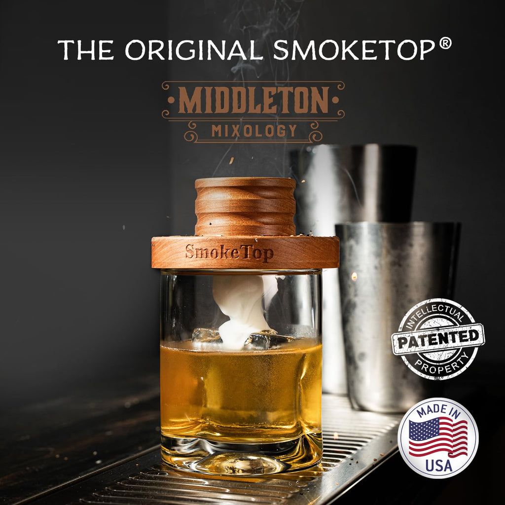 SmokeTop® Cocktail Smoker Kit - Old Fashioned Chimney Drink Smoker for Cocktails, Whiskey, & Bourbon With Sample Pack Of Wood Chips - by Middleton Mixology