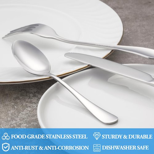 32 Pcs Teaspoons Set, Food Grade Stainless Steel Tea Spoons, Durable Small Spoons, Metal Dessert Spoon, Spoon Silverware for Home, Kitchen or Restaurant, Mirror Polished & Dishwasher Safe, 6.7-Inch