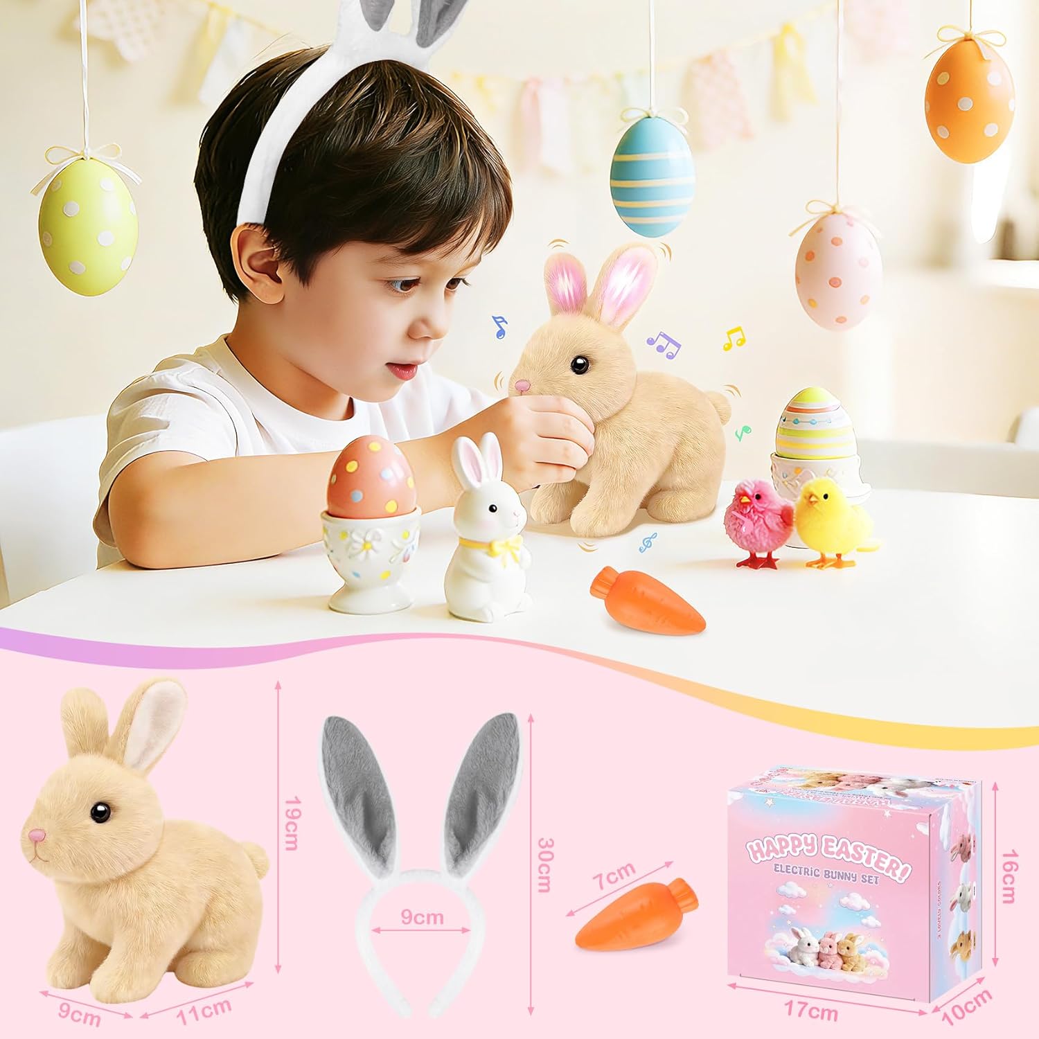 Skiennix Realistic Bunny Toy - Interactive Hopping Robot Rabbit with Sounds | Brown, Kid-Friendly Design