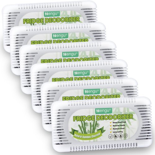 Hengu Fridge Deodorizer, (6 Pack) Fridge Smell Eliminator Natural Activated Charcoal Fridge Deodorizer Odor Eliminator Refrigerator Deodorizer, Bamboo Charcoal Bags for Freezer