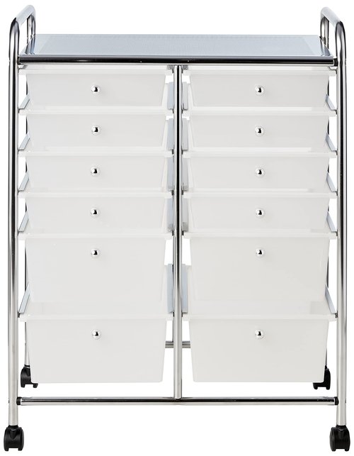 Whitmor Chrome and Plastic 12-Drawer Storage Cart