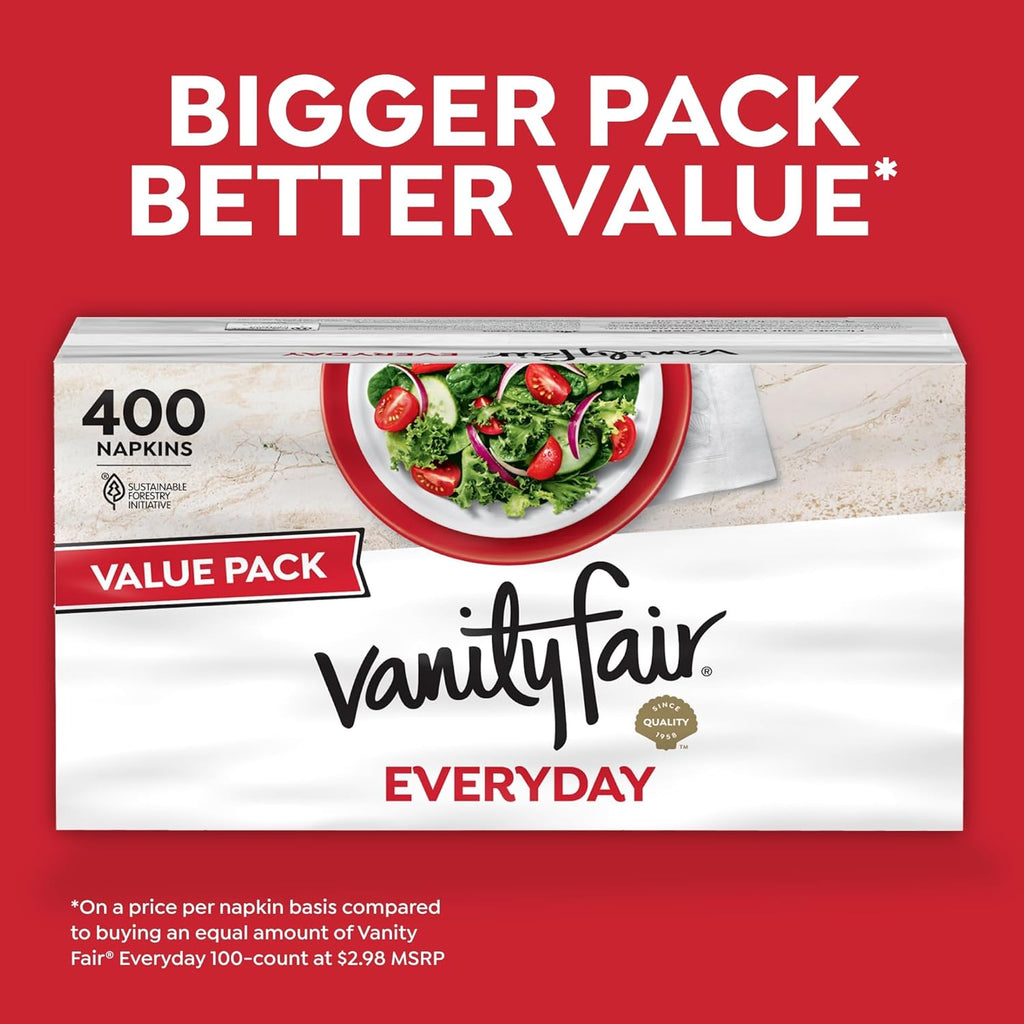 Vanity Fair Everyday Paper Napkins - Soft & Smooth Disposable Napkins | 400 Count for All Meals