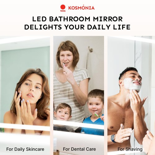 24x32 LED Bathroom Mirror with Lights – Anti-Fog, Dimmable, Backlit & Front Lit Lighted Vanity Mirror for Wall – Smart Bathroom Mirror with Memory Function, Shatterproof Tempered Glass