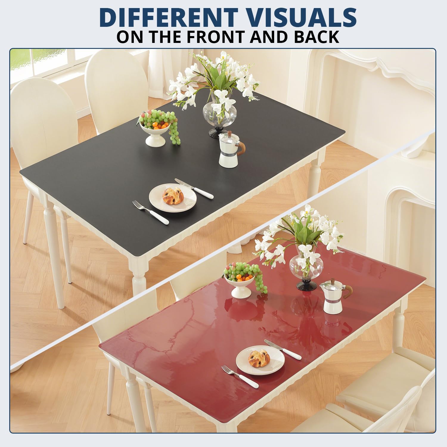 OstepDecor Black Table Protector 36 x 72 Inch, 1.5mm Thick Plastic Table Cover Protector, PVC Table Top Protector, Waterproof Desk Mat Pad for Desktop, Coffee & Dining Room Table