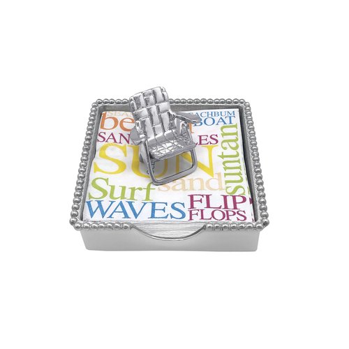 Mariposa Beach Chair Beaded Napkin Box, One Size, Silver