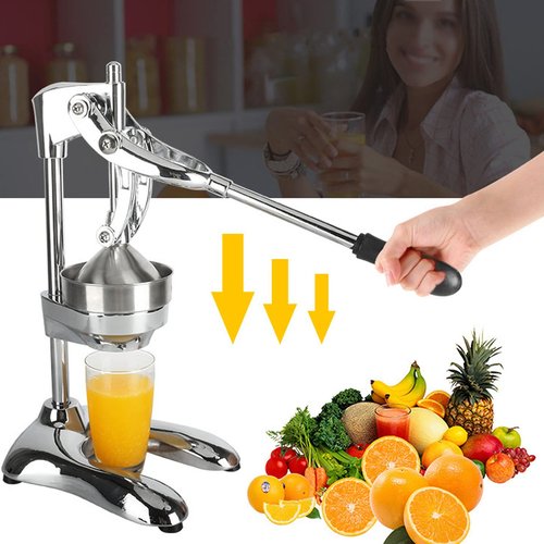 Stainless Steel Manual Press Juicer, Heavy Duty Hand Press Juice Extractor U Shaped Base for Oranges Lemons Citrus Fruits