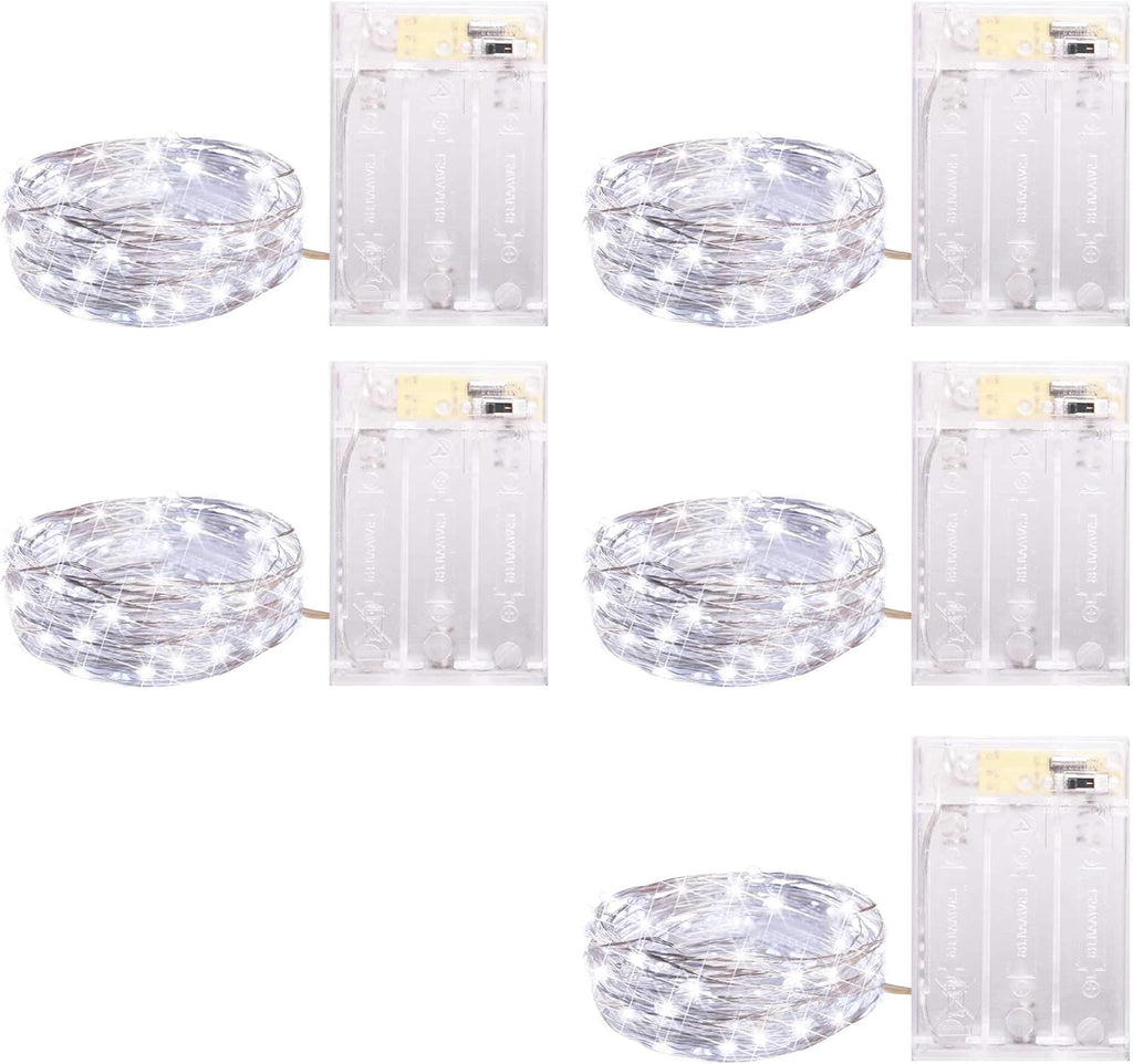 Skiennix 20 LED Fairy Lights - 7 Feet Battery Operated String Lights | Waterproof Silver Wire for Home & Party Decor