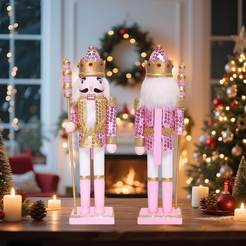 OEUVI Christmas Nutcracker Decor 11.8 Inch Wooden Nutcracker Ornament Soldier Figure Festive Collectible Nutcracker Gift Suitable for Table, Desktop, Fireplace Decoration Christmas Party Supplies