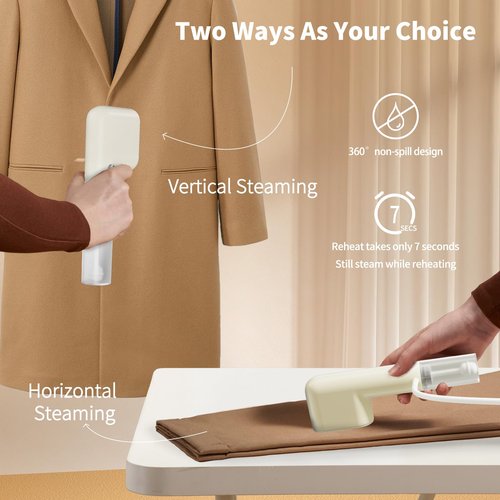 Travel Steamer for Clothes Portable Mini, Hand Held Steamer, Small Steam Iron for Clothes, 15s Fast Heat-up, Handheld Clothing Steam 800W for Garments, Fabric Wrinkle Remover for Home Travel, 120V