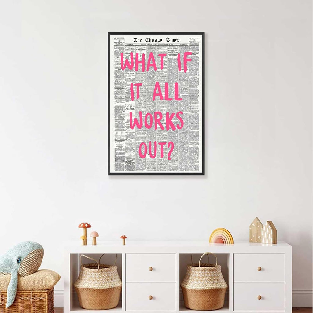 Skiennix Retro Newspaper Poster - Positive Affirming Quote Canvas Wall Art | Minimalist Design 12x16in Framed