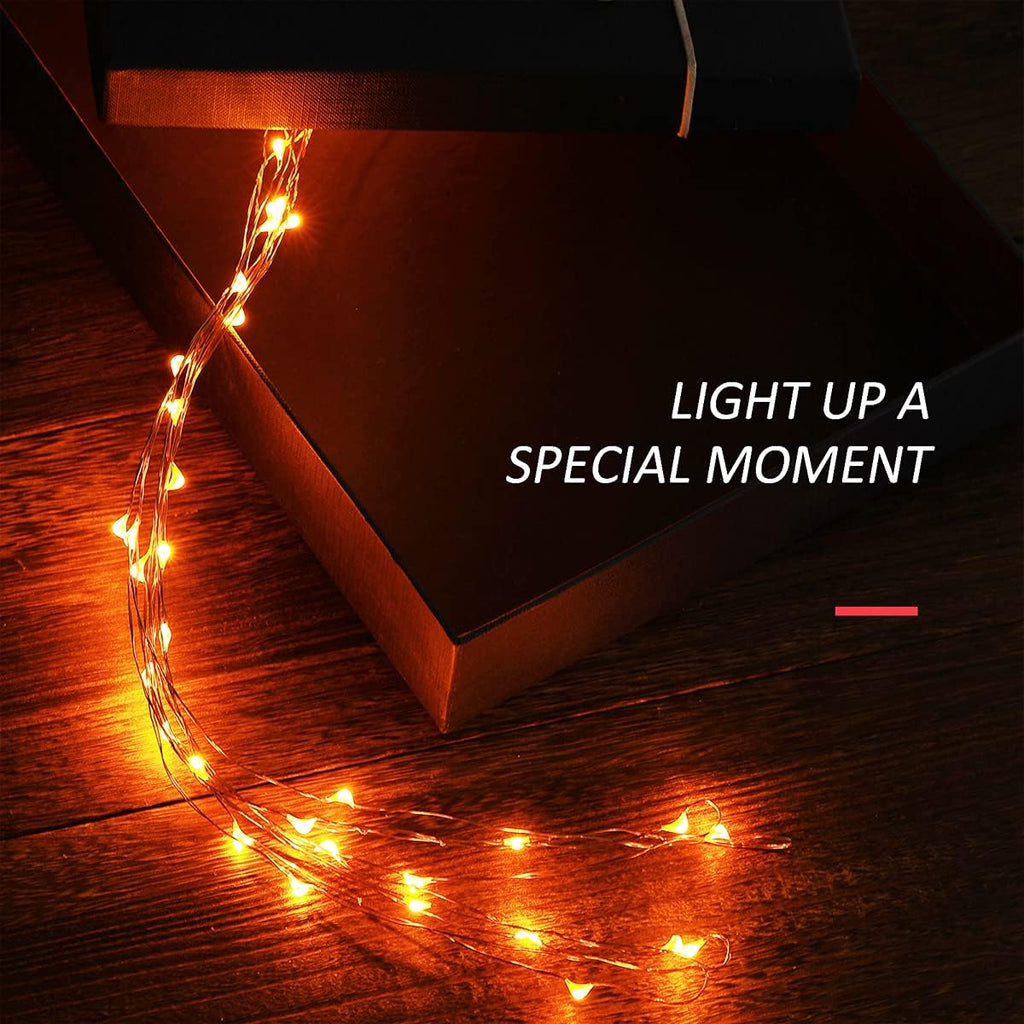 Ariceleo Mini Halloween Fairy Lights - Battery Operated Copper Wire String Lights | 5m/16ft Orange for Bedroom & Party Decor
