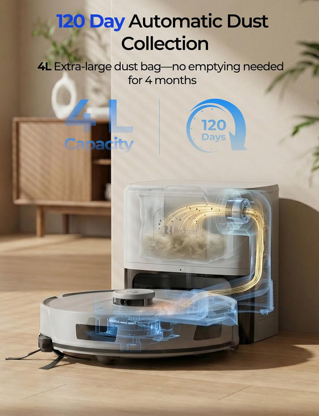 Skiennix Robot Vacuum - 20,000 Pa Power, Self-Emptying & Lidar Navigation | Gray R11 for Pets & Carpets