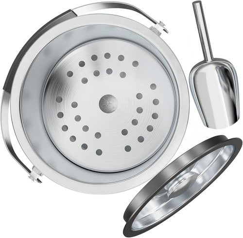 3.2L Double Wall Stainless Steel Ice Bucket with Lid,Scoop, Updated Insulated Ice Bucket for Cocktail Bar and Parties