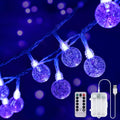 OMIKA 2 Pack Globe Fairy Lights Battery Operated, 15Ft 30LED UV Black String Lights 8 Modes with Remote Waterproof Indoor Outdoor Decorative Christmas Black Lights for Bedroom Glow Party Patio Garden