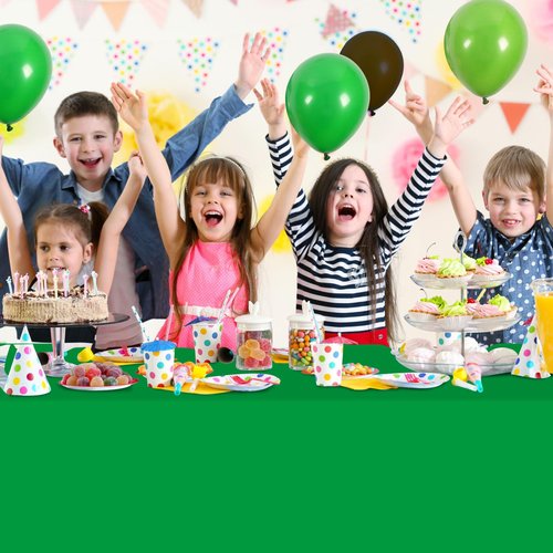 Denwiller 3 Pcs Dark Green & Brown Party Tablecloth Bulks, Disposable Plastic Pixel Gaming Tablecloth Dark Green Brown Table Cover for Picnic Video Game Birthday Party Supplies, 54x108 Inch