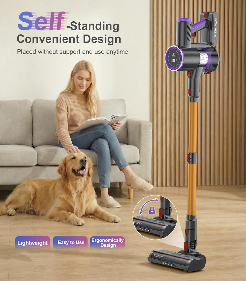 Skiennix Cordless Stick Vacuum Cleaner - 550W Powerful Suction, 45 Mins Runtime | Lightweight & Rechargeable for Home & Pet Hair