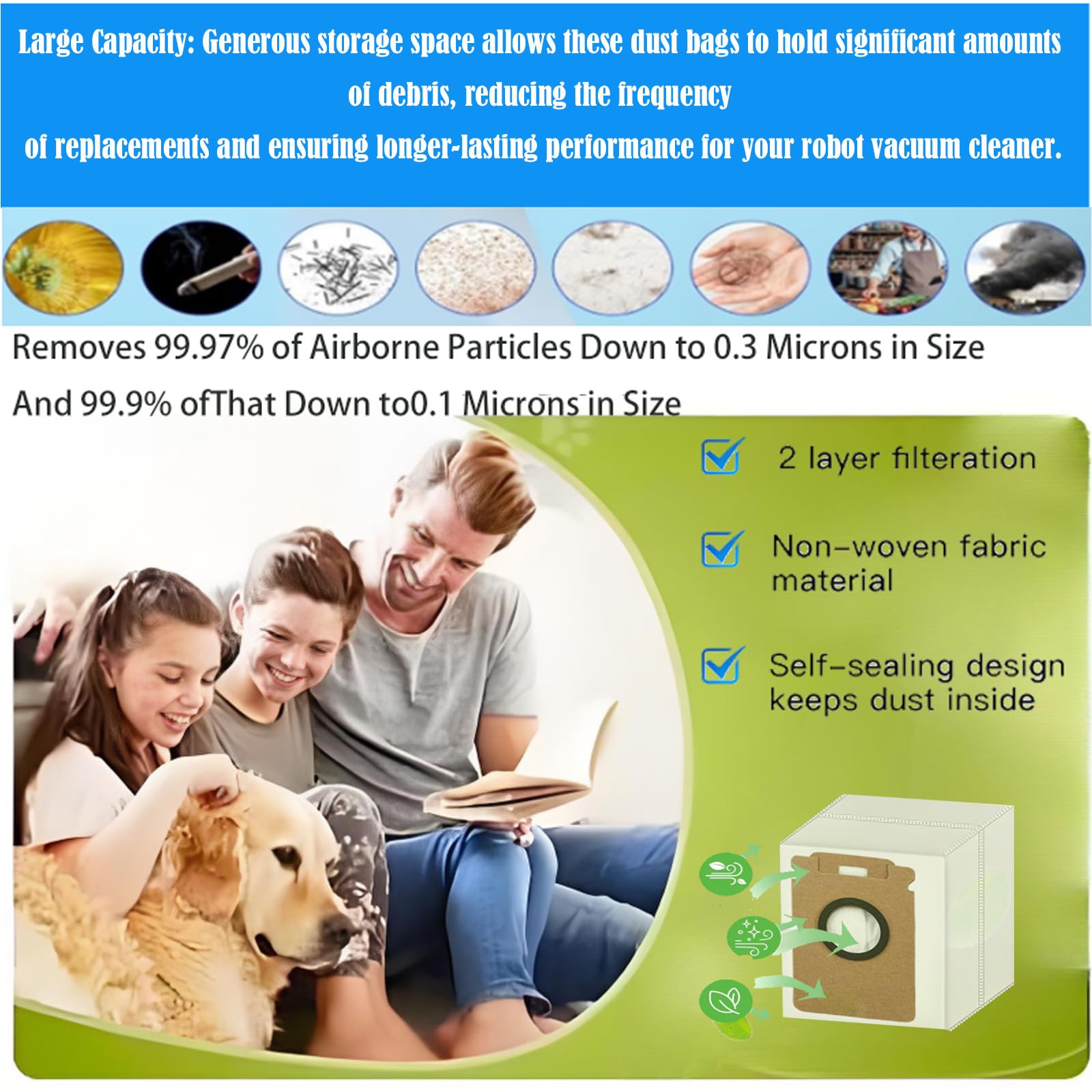 Replacement Dust Bags Compatible With Roborock H60 Hub / H60 Hub Pro / H60 Hub Ultra / H50 Ultra Cordless Vacuum Cleaner, 10 Pack Spare Parts Accessories