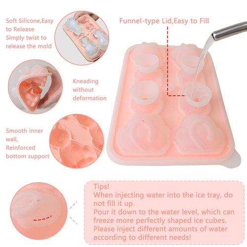 Cat Ice Cube Tray Silicone Large Ice Cube Mold, Fun Shapes Ice Cube Trays for Freezer with Lid, Big Ice Molds for Bourbon Whiskey Cocktails, Cute Gifts for Cat Lovers