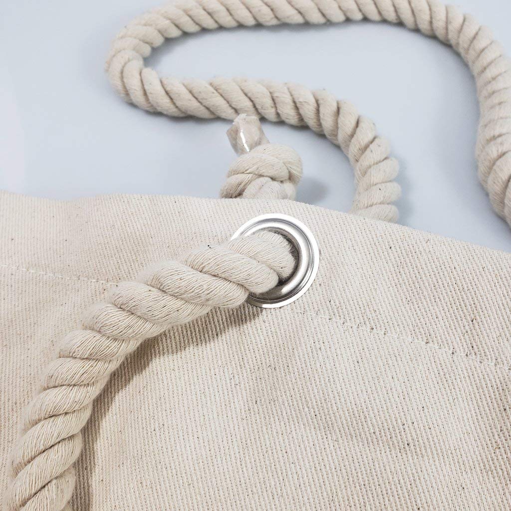 TBF 6 Pack Rope Handle Tote Bags Large Tote Bag with Rope Handles Sturdy Canvas Reusable Grocery Shopping Bags Tote Bag Beach Bag (Large (20" W x 15" H x 5" D))