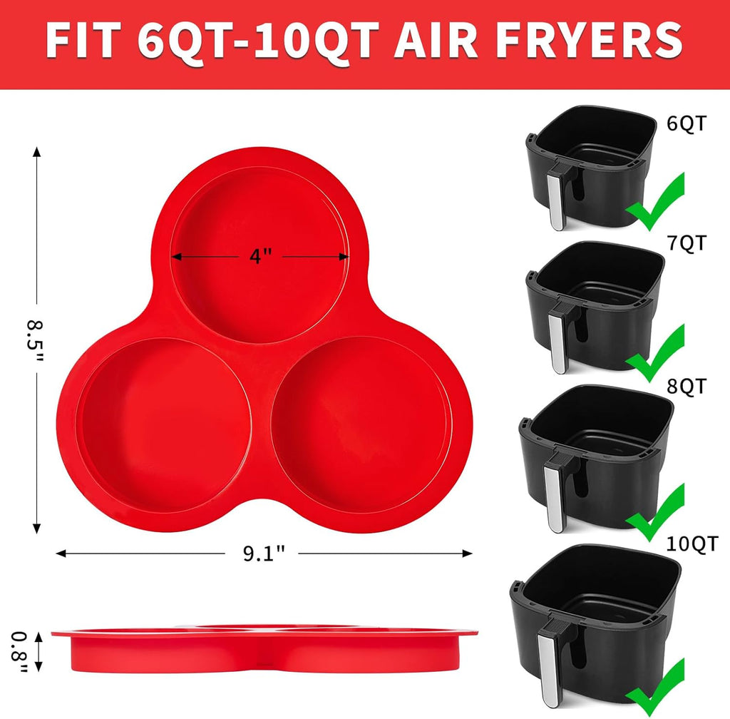 Puyeipt Silicone Egg Molds - 4 Inch Jumbo Round Muffin Top Pans for Breakfast Sandwiches & More