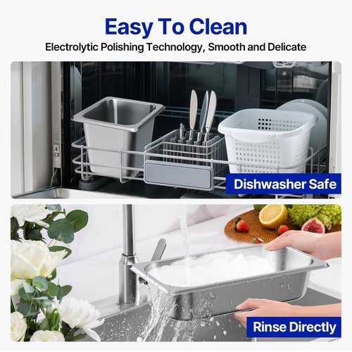 ENCYS 1/3 Hotel Pans 6 inch Deep Stainless Steel Steam Table Food Pan Commercial Metal Food Catering Tray Anti Jam for Hotel Restaurant Buffet Party Supplies(Set of 6)