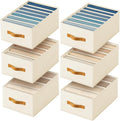 Homsorout Clothes Organizer - Foldable Fabric Jeans Storage with Handles | 6 Pack, Beige, 4/5/7 Grids