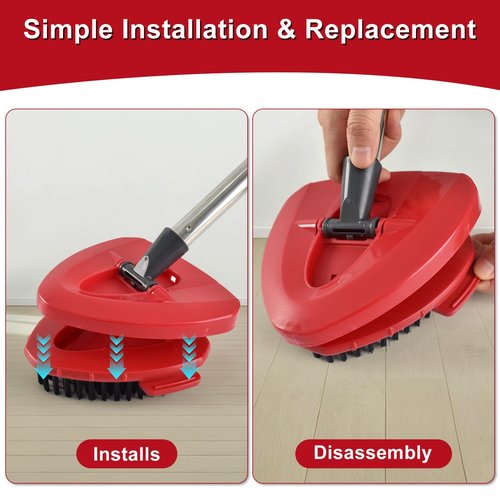 Scrubber Mop Head for Ocedar, Scrub Brush Scrubber Head Compatible for O Cedar Easywring 1-Tank System, 2 Pcs Mop Brush Spin Mop Scrub Brush Head with 1 Mop Base for Bathroom Kitchen Tub and Tile