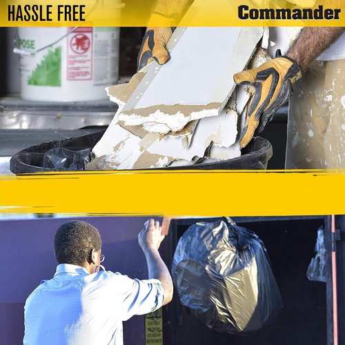 Commander 42 Gallon 2 MIL Black Heavy Duty Trash Bags - 34" x 38" - Pack of 28 - For Home, Kitchen, Lawn, Outdoor, Construction, & Contractor