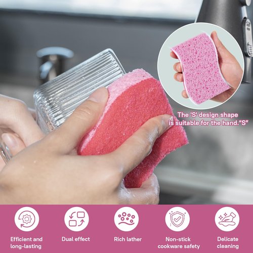 ECLINSO 9 Pack Gentle Clean Delicate Scrub Sponges, Safe for Fine China, Glass & Nonstick Pans, Dual-Sided Soft Cleaning Sponges in Resealable Pouches