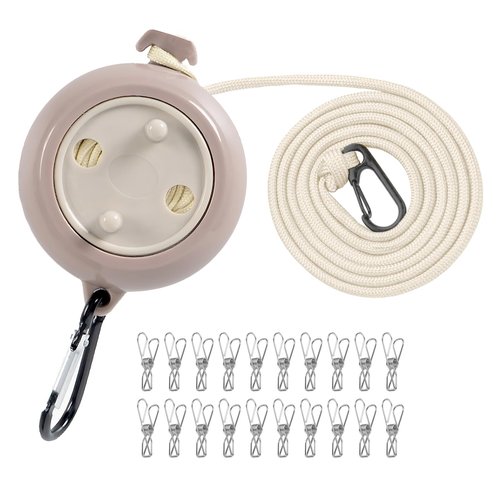 Portable Travel Clothesline Cord, Adjustable 33ft Camping Clothes line, Laundry Drying Rope for Hotel Trip,Camping,Backyard,Outdoor/Indoor, Grey