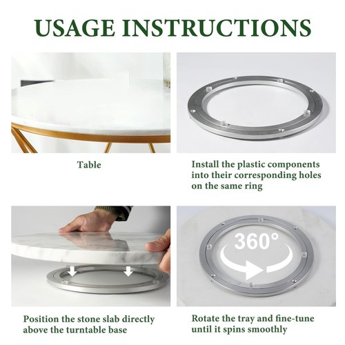 Koville 16'' Marble Lazy Susan Marble Turntable for Kitchen Dinning, Lazy Susans Organizer for Cabinet, Serving Rotation Spinning Tabletop Organizer Swiveling, Spice Rack Storage(Arabescato White)