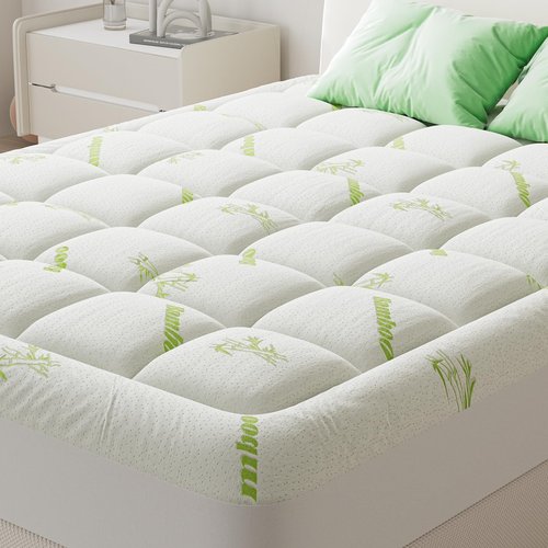 DUMOS King Size Ultra Soft Mattress Topper, Viscose Derived from Bamboo, Pillow Top Mattress Pad with Stretchable Pockets, Breathable Cooling Topper for Back Pain Relief