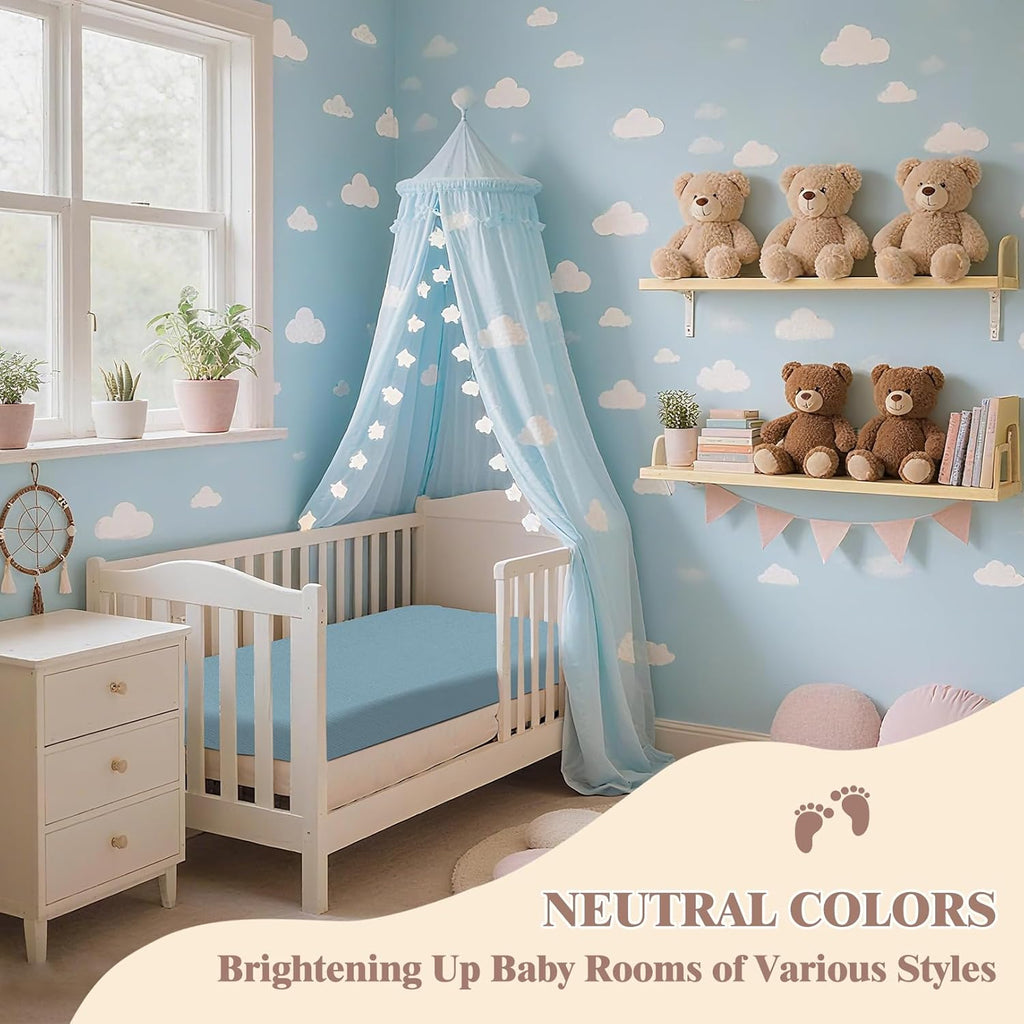 Skiennix Baby Crib Sheets - Soft Cotton Muslin | 2 Neutral Fitted Sheets for Toddler Bed 54 x 28 Inch
