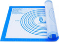 Folksy Super Kitchen Nonstick Silicone Baking Mat - Large 16'' x 20'' with Measurements for Easy Dough Rolling | Blue