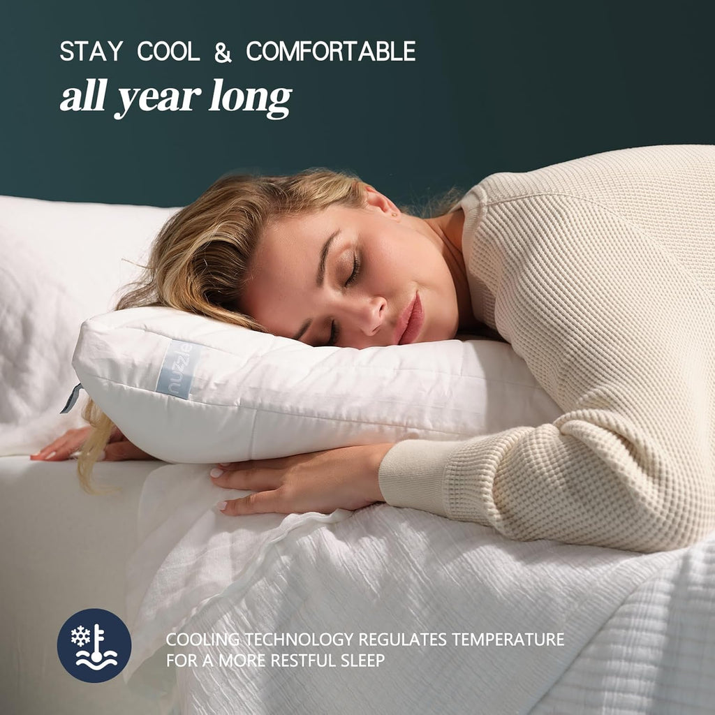 Skiennix Cooling Adjustable Pillows - Luxury Standard Size Set of 2 for Side Sleepers | Soft & Firm Comfort