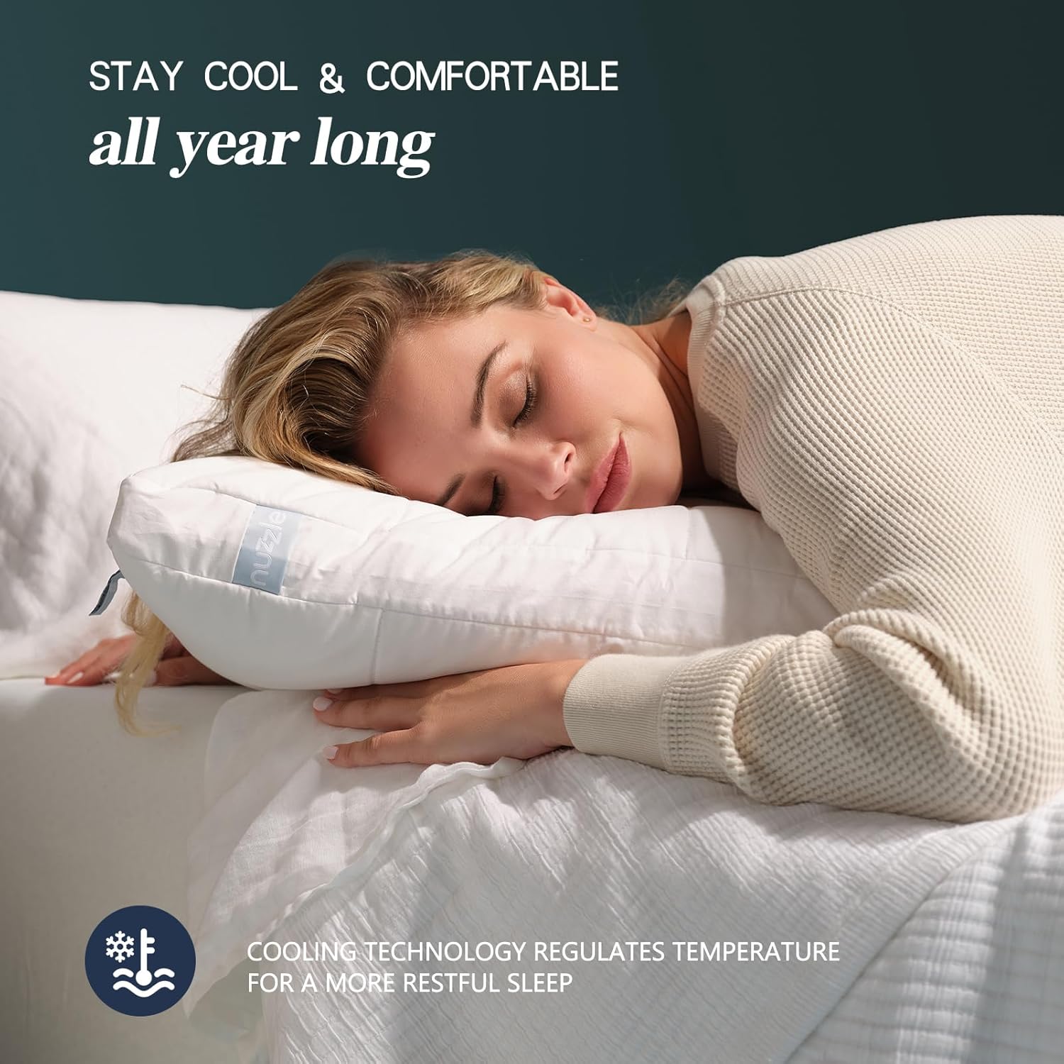 Skiennix Cooling Adjustable Pillows - Luxury Standard Size Set of 2 for Side Sleepers | Soft & Firm Comfort