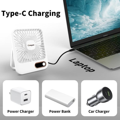 Cruise-Approved Fan Compact Ultra Thin Travel Fan for Sleeping Rechargeable with 180° Rotating Stand, Digital Display TYPE-C Charging, Whisper-Quiet for Cruise Camping Bedroom, Compact Desk Handheld