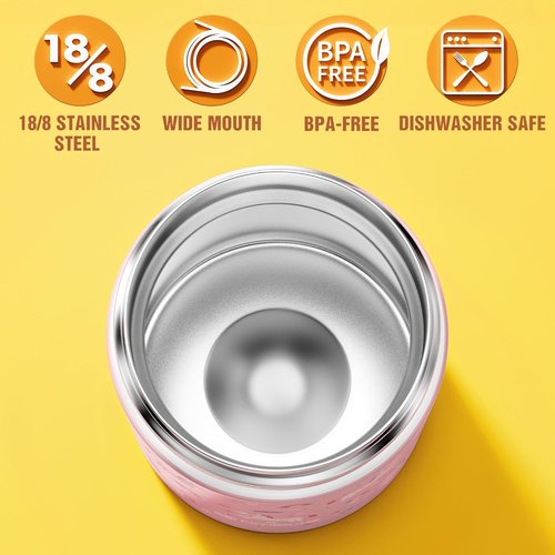 Fimibuke Insulated Kids Food Jar - 12 Oz BPA-Free Stainless Steel | Leakproof Lunch Container for Hot & Cold Meals